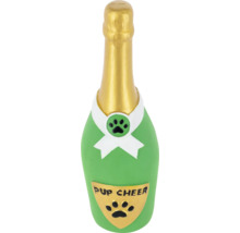 Hundespielzeug in Form einer Champagnerflasche mit Aufschrift Pup Cheer