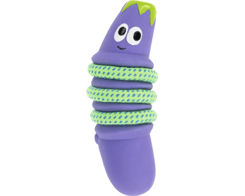 Hundespielzeug in Form einer Aubergine mit Seilringen