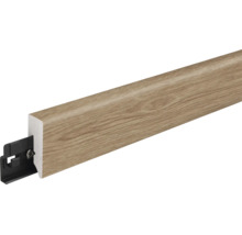 Sockelleiste mit Holzoptik und integriertem Befestigungsclip