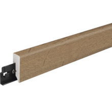 Fußleiste mit Holzoptik Oberfläche und integriertem Befestigungsclip
