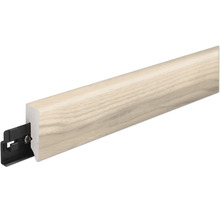 Sockelleiste mit Holzoptik Oberfläche und integriertem Befestigungsclip