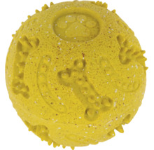 Hundespielzeug aus Gummi als Ball mit Pfoten- und Knochenrelief