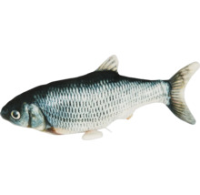Plueschfisch als Katzenspielzeug in realistischer Fischform mit detailliertem Schuppenmuster