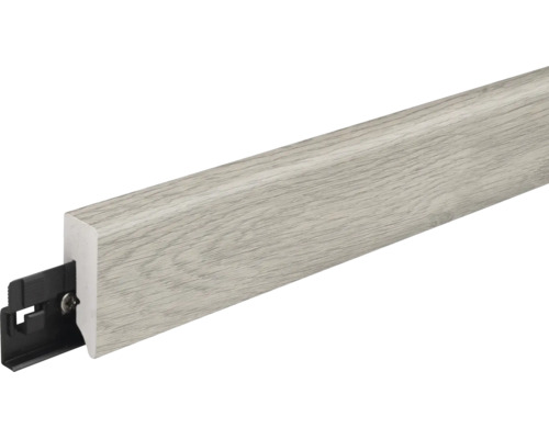 Sockelleiste mit Holzoptik und integriertem Befestigungsclip