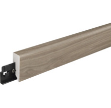 Sockelleiste mit Holzoptik und integriertem Befestigungsclip