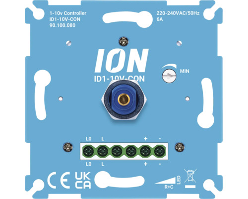 ION 1 bis 10 Volt Drehdimmer Steuereinheit für Unterputzmontage mit Anschlussklemmen