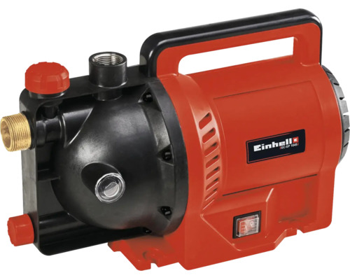 Einhell Gartenpumpe GC-GP 1045 mit Tragegriff, Ein- und Ausschalter sowie Wasserbefüllschraube.