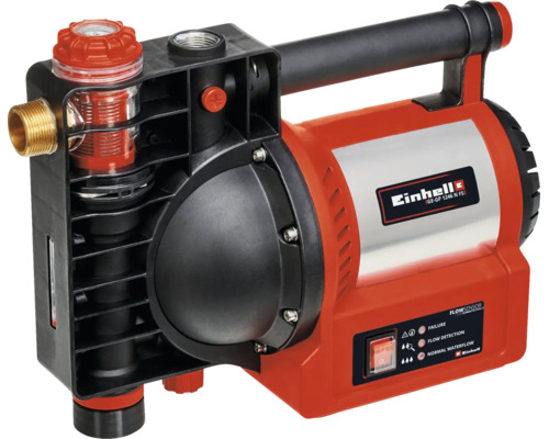 Einhell Gartenpumpe GE-GP 1246 N FS mit Tragegriff, integriertem Vorfilter und praktischem Ein- und Ausschalter.