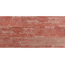 Feinsteinzeugfliese in Holzoptik im verwitterten Vintage-Stil mit abgeplatzter roter Farbe