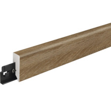 Sockelleiste mit Holzoptik und integriertem Befestigungsclip