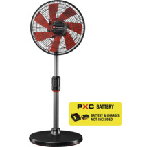 Einhell Akku-Standventilator mit höhenverstellbarem Teleskopstiel und rundem Standfuß. Akku und Ladegerät sind nicht im Lieferumfang enthalten.