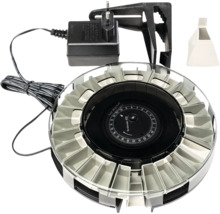 Grässlin Rondomatic 400 Futterautomat für Aquarien mit Netzteil, Halterung und Zubehör.
