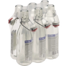 Sechserpack Glasflaschen mit Bügelverschluss mit einem Fassungsvermögen von 0,25 Liter für Säfte und alkoholische Getränke