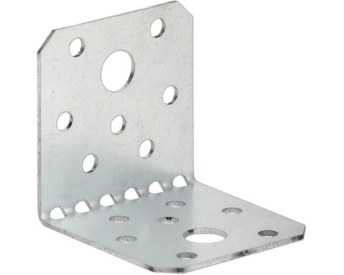 Winkelverbinder aus Metall mit zahlreichen Lochungen zur Holzverbindung