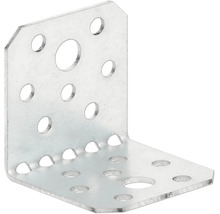Winkelverbinder aus Stahl mit verschiedenen Lochgrößen zur Holzverbindung.