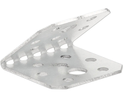 Winkelverbinder aus Metall mit mehreren Lochbohrungen zur stabilen Holzverbindung bei Bauprojekten.