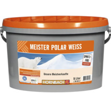 Eimer Meister Polar Weiss Wandfarbe 5 Liter für 30 bis 40 Quadratmeter mit Hornbach Logo
