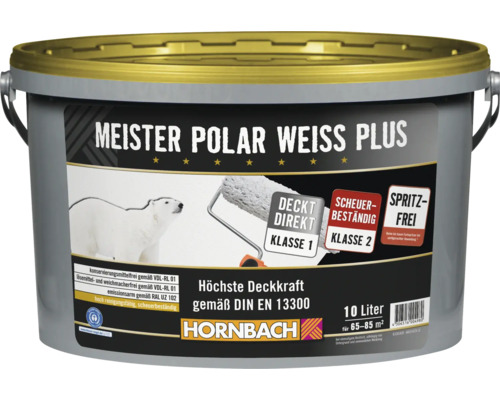Eimer Meister Polar Weiss Plus Wandfarbe 10 Liter für hohe Deckkraft