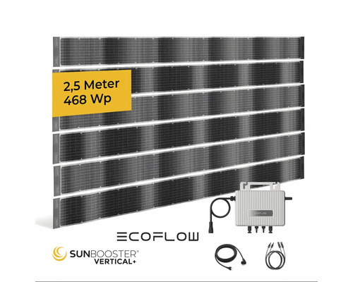 EcoFlow Sunbooster Vertical plus Solarmodul mit Wechselrichter, 2,5 Meter Länge und 468 Watt-Peak Leistung.