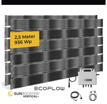 EcoFlow SunBooster Vertikal Solarmodul Set mit 936 Wattpeak Leistung und Wechselrichter für Balkonkraftwerke