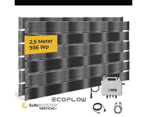 EcoFlow SunBooster Vertikal Solarmodul Set mit 936 Wattpeak Leistung und Wechselrichter für Balkonkraftwerke