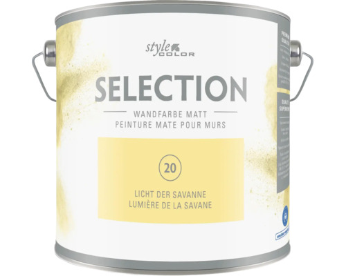 Eimer Style Color Selection Wandfarbe matt im Farbton Licht der Savanne