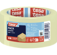 Eine Rolle Tesa Pack Strong Klebeband, 66 Meter lang und 50 Millimeter breit, für mittelschwere Pakete geeignet.