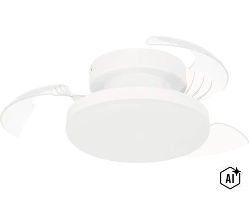 Deckenventilator mit integrierter LED Beleuchtung und klappbaren Ventilatorflügeln (Image AI modified or generated)