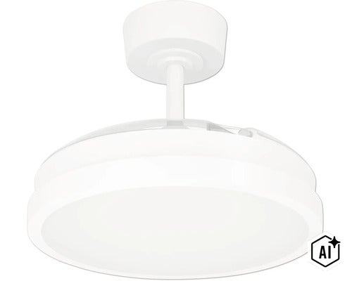 Deckenventilator mit integrierter Leuchte in modernem Design fuer eine effiziente Raumklimatisierung. (Image AI modified or generated)