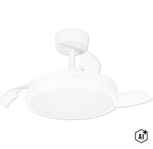 Deckenventilator mit ausklappbaren Flügeln und integrierter Beleuchtung zur Raumklimatisierung. (Image AI modified or generated)