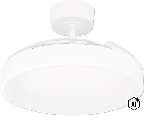 Runder Deckenventilator mit integrierter LED Beleuchtung zur Montage an der Zimmerdecke (Image AI modified or generated)