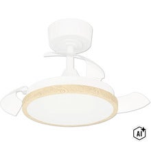 Deckenventilator mit integrierter LED Leuchte und ausklappbaren Flügeln in moderner Optik (Image AI modified or generated)