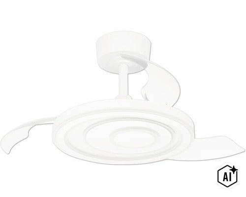 Deckenventilator mit Beleuchtung und ausklappbaren Flügeln für moderne Innenräume (Image AI modified or generated)