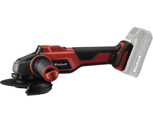 Einhell Akku Winkelschleifer mit Zusatzhandgriff und aufgestecktem Power X Change Akku.