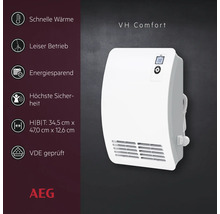 AEG Wandheizer VH Comfort mit LCD Display und Programmierfunktionen. Kompakter elektrischer Heizlüfter für schnelle Wärme und energiesparend.