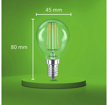 Philips LED Filament Tropfenlampe E14 mit 45 Millimeter Durchmesser und 80 Millimeter Höhe