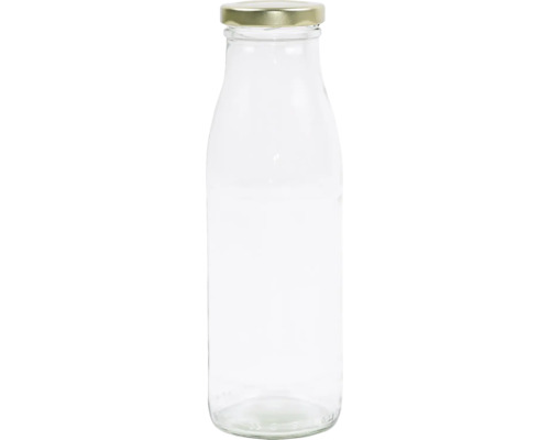 Leere Glasflasche mit Schraubverschluss für Lebensmittel oder Aufbewahrung.