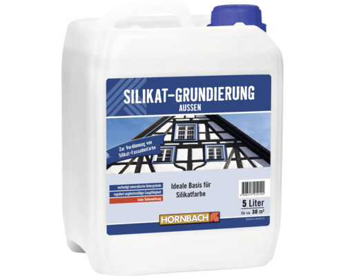 HORNBACH Silikat-Grundierung für Außen, 5 Liter Kanister zur Vorbehandlung mineralischer Untergründe für Fassadenfarben.