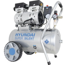 Hyundai Super Silent Kompressor mit Fahrwerk und Manometer fuer Heimwerkerarbeiten.