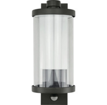 Zylindrische LED Außenwandleuchte mit Bewegungsmelder aus Metall und Glas