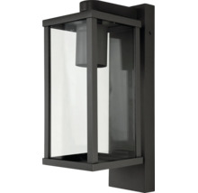 Moderne Außenwandleuchte mit rechteckigem Gehäuse aus Metall und Glaseinsätzen
