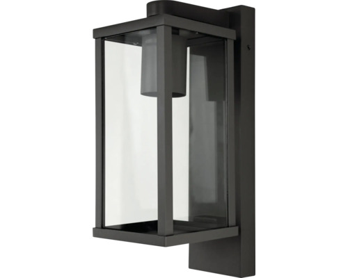 Moderne Außenwandleuchte mit rechteckigem Gehäuse aus Metall und Glaseinsätzen