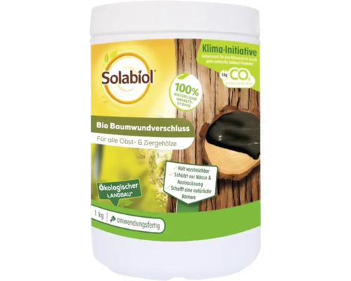 Solabiol Bio Baumwundverschluss für Obst und Ziergehölze, 1 Kilogramm Dose, anwendungsfertige Wundbalsampaste für den Baumschutz.