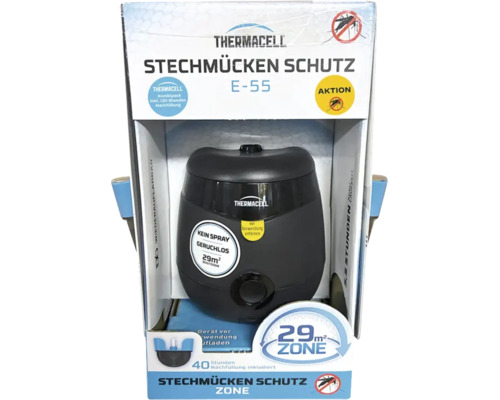 Thermacell E 55 Stechmückenschutzgerät im Set mit 120 Stunden Nachfüllung für eine 29 Quadratmeter Schutzzone, geruchlos und ohne Spray.