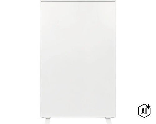 Rechteckiges Whiteboard mit schmalem Rahmen und Ablageleiste für Stifte. (Image AI modified or generated)