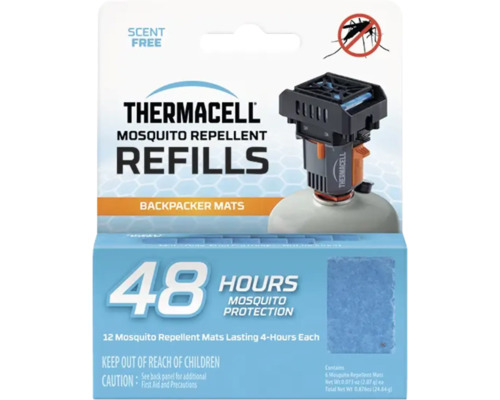 Thermacell Mückenschutz Nachfüllpackung mit 12 Matten für Backpacker Gerät für 48 Stunden Schutz