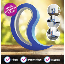 Ein Türstopper und Fensterkeil aus Kunststoff für Spaltbreiten von 1 bis 9 Zentimeter, geeignet für Türen, Balkontüren und Fenster.