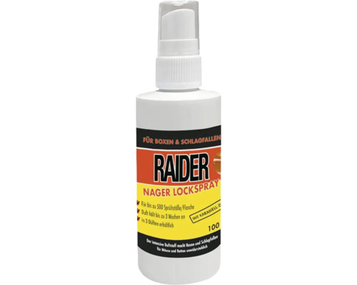 Raider Nager Lockspray mit Karamell Duft für Mäuse und Ratten in Schlagfallen und Köderboxen, 100 Milliliter Sprühflasche