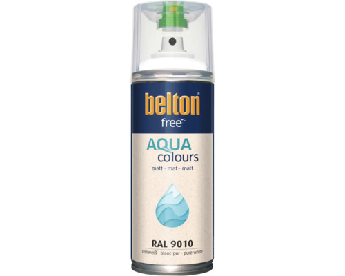 Belton Free Aqua Colours Sprühlack in Reinweiß matt, RAL 9010, wasserbasierte Farbe in der Sprühdose