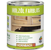 Dose farbloses Holzöl für Innen- und Außenbereich mit Hornbach Logo